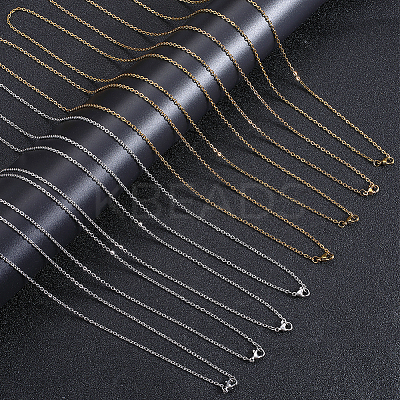 20Pcs 2 Colors Ion Plating(IP) 304 Stainless Steel Cable Chain Necklaces Set MAK-BBC0001-11A-1