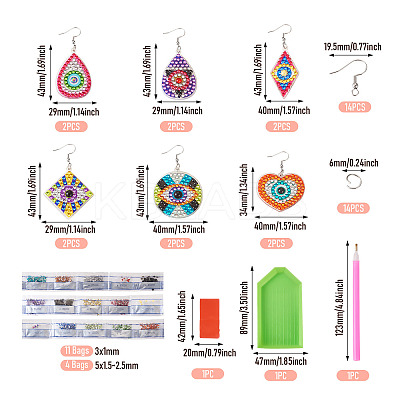 DIY Diamond Acrylic Evil Eye Theme Earrings Kit DIY-TA0005-71-1
