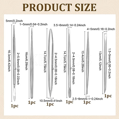 6Pcs 6 Styles Stainless Steel Polymer Clay Sculpting Detail Tool TOOL-FG0001-42-1