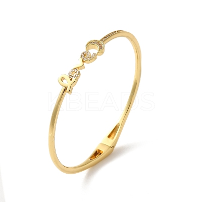 Rack Plating Brass Micro Pave Clear Cubic Zirconia Love Word Hinged Bangles BJEW-G716-02G-1