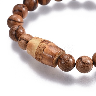 Men's Wood Beads Stretch Bracelets BJEW-JB04121-02-1