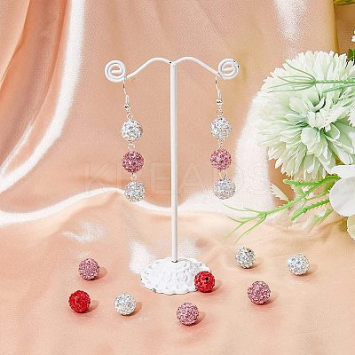 90Pcs 3 Colors Valentine's Day Theme Polymer Clay Rhinestone Round Beads RB-HY0001-02-1
