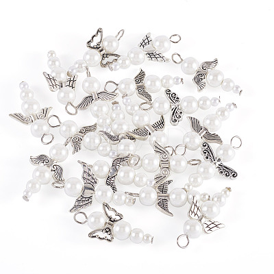 Glass & Alloy Pearl Pendants HJEW-TAC0058-1