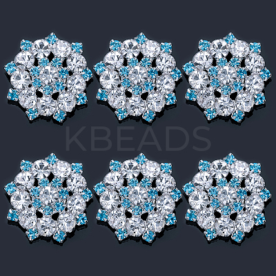 6Pcs 1-Hole Alloy Rhinestone Shank Buttons BUTT-CA0001-16B-1