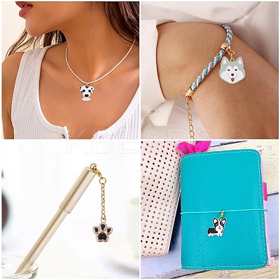 32Pcs 8 Styles Alloy Enamel Pendants ENAM-TA0004-18-1