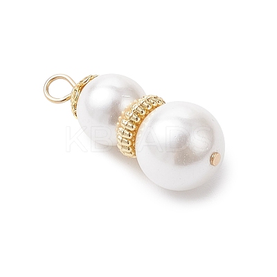 White Round Shell Pearl Pendants PALLOY-JF04378-1