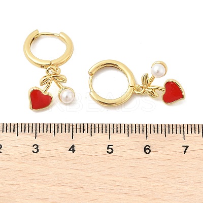 Heart Brass ABS Imitation Pearl Hoop Earrings EJEW-M077-18G-1