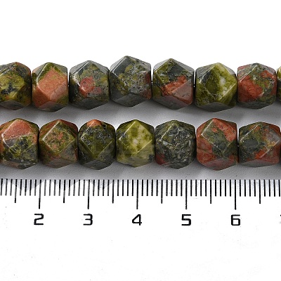 Natural Unakite Star Cut Round Beads Strands G-M418-C07-01-1