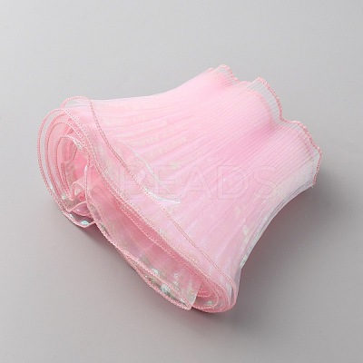 6 Yards Laser Polyester Pleated Lace Trim OCOR-WH0080-86D-1