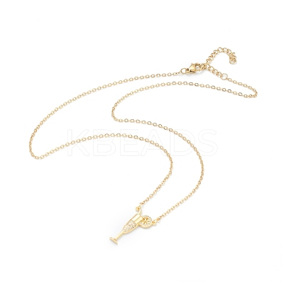 Brass Micro Pave Clear Cubic Zirconia Pendant Necklaces NJEW-F281-03-1