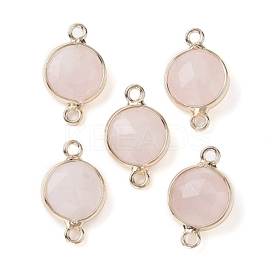 Natural Rose Quartz Connector Charms G-C102-09B-G-1