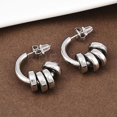 304 Stainless Steel C-Shaped Stud Earrings EJEW-K268-78P-1