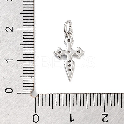 Cross Rack Plating Brass Clear Cubic Zirconia Pendants KK-M293-18P-1