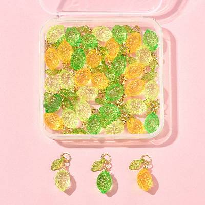 36Pcs 3 Colors Lemon Acrylic Pendants PALLOY-FS00059-02-1