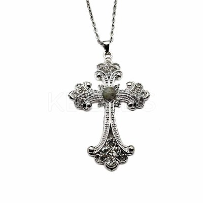 Vintage sparkling Alloy Rhinestone Cross Pendants Necklaces for Women IL0019-7-1