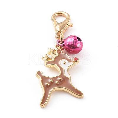Christmas Theme Light Gold Alloy Enamel Pendants HJEW-JM00469-1