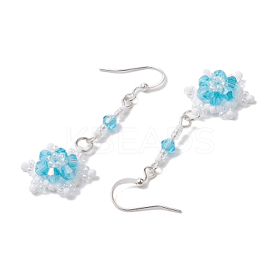 Glass Seed Beaded Dangle Earrings EJEW-MZ00171-1