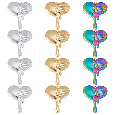 12Pcs 3 Colors 304 Stainless Steel Pendants STAS-UN0039-27-1