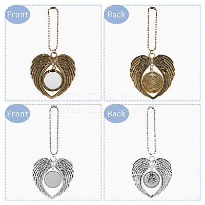 4Pcs 2 Style Tibetan Style Alloy Heat Transfer Sublimation Hanging Blank Pendant Decorations HJEW-FH0006-54-1