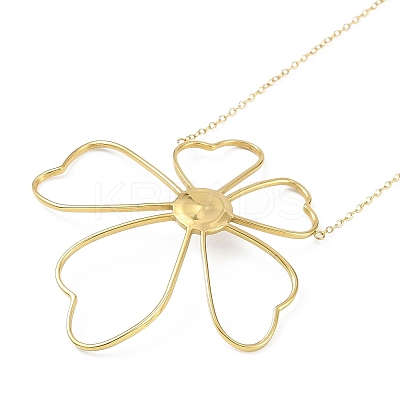 Ion Plating(IP) 304 Stainless Steel Cable Chain Flower Pendant Necklaces for Women NJEW-K276-02G-1