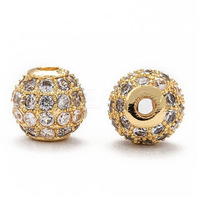 Brass Cubic Zirconia Beads ZIRC-F001-02G-6MM-1