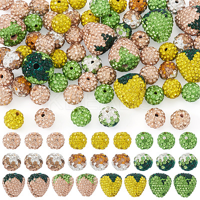 64Pcs Handmade Polymer Clay Rhinestone Beads CLAY-BT0001-15-1