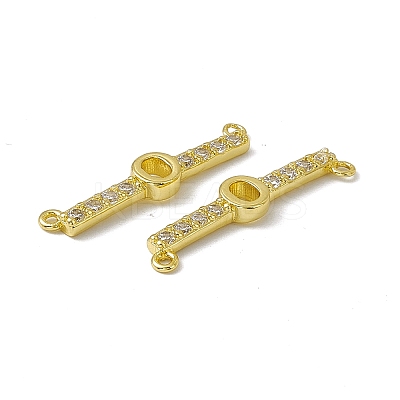 Rack Plating Brass Micro Pave Clear Cubic Zirconia Connector Charms KK-C007-37G-O-1