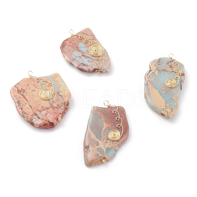 Natural Aqua Terra Jasper Big Pendants PALLOY-JF00665-1