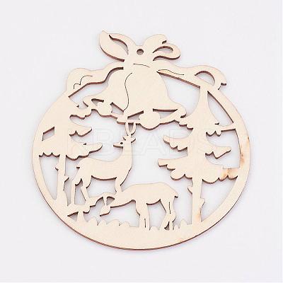 Undyed Wooden Pendants WOOD-K005-04-1