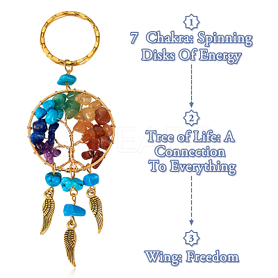 5Pcs 5 Style Gemstone Keychain KEYC-TA0001-18-1