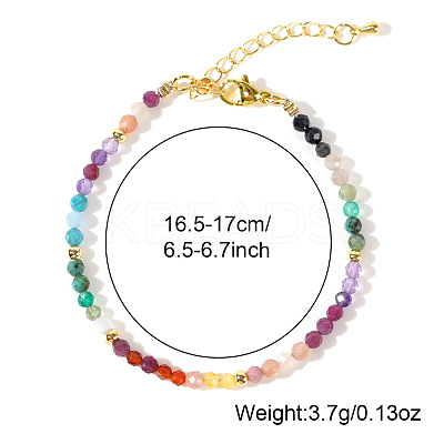 Faceted Round Natural Amethyst & Aquamarine & Apatite & Citrine & Carnelian Beaded Bracelets GF6950-1