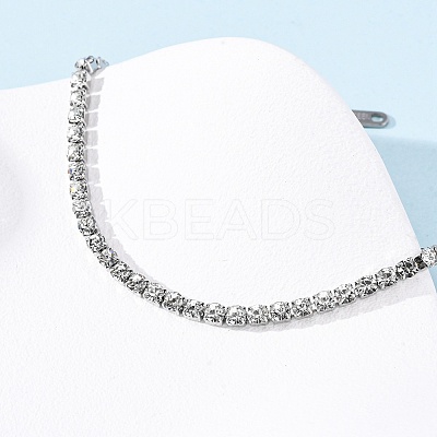 304 Stainless Steel Rhinestone Cup Chain Bracelets for Women BJEW-G753-01P-03-1