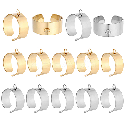 24Pcs 2 Colors 304 Stainless Steel Finger Ring Settings STAS-BBC0010-09D-1