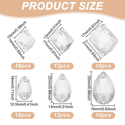80Pcs 6 Style Irregular Rhombus & Teardrop Glass Sew On Rhinestone GLAA-GO0001-16-1