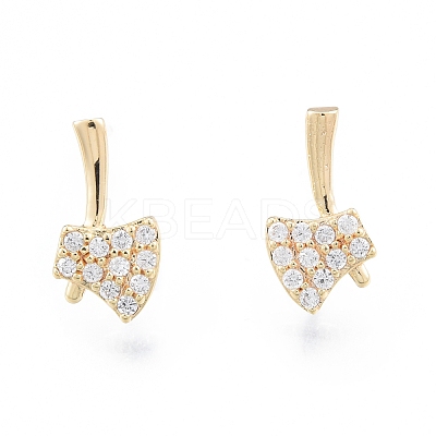 Clear Cubic Zirconia Axe Dangle Stud Earrings LS-EJEW-F291-03G-1