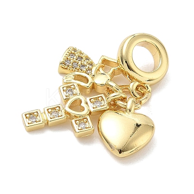 Brass Micro Pave Clear Cubic Zirconia European Dangle Charms LS-KK-K368-33G-1