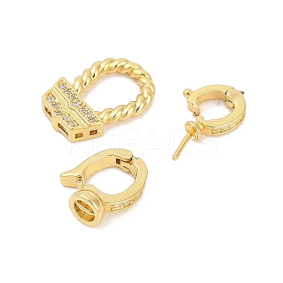 Brass Micro Pave Clear Cubic Zirconia Fold Over Clasps KK-M311-21G-1