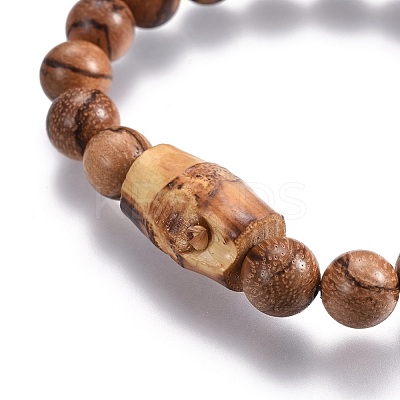 Men's Wood Beads Stretch Bracelets BJEW-JB04121-02-1