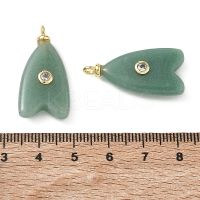 Brass & Natural Green Aventurine & Cubic Zirconia Pendants GG-CBAD360-20G-08-1