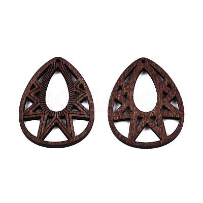 Spray Painted Wooden Pendants WOOD-N006-192-1