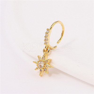 Brass Micro Pave Clear Cubic Zirconia Dangle Hoop Nose Rings FS-WG904D6-02-1