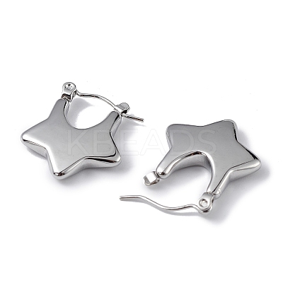 Non-Tarnish 304 Stainless Steel Star Thick Hoop Earrings for Women EJEW-I284-08P-1