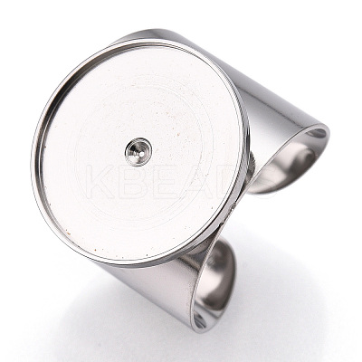 Non-Tarnish 304 Stainless Steel Open Cuff Finger Ring Cabochon Settings X-STAS-T060-03P-1