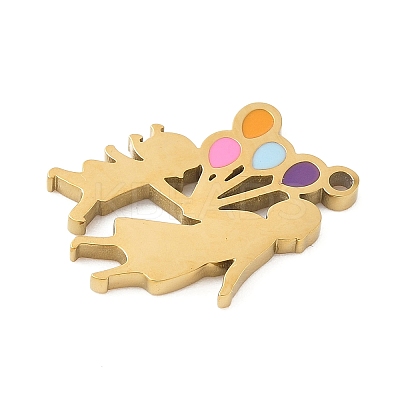 Mother's Day 304 Stainless Steel Enamel Pendants STAS-R168-03C-G-1