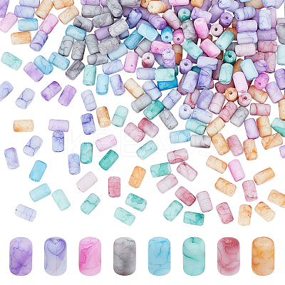 320Pcs 8 Colors Opaque Baking Paint Crackle Glass Beads FGLA-PH0001-05-1
