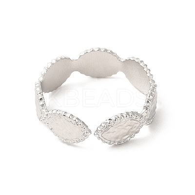 Non-Tarnish 304 Stainless Steel Horse Eye Open Cuff Ring for Women RJEW-E063-26P-1