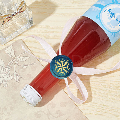 Brass Wax Seal Stamp with Wood Handle AJEW-WH0412-0030-1