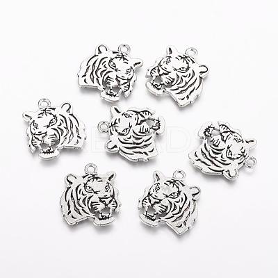 Tibetan Style Alloy Tiger Pendants X-TIBEP-Q043-298-RS-1