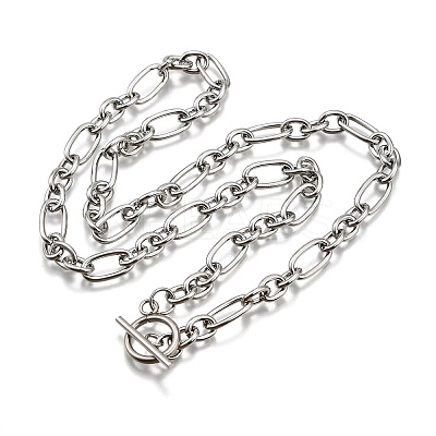 Non-Tarnish Unisex 304 Stainless Steel Figaro Chain Necklaces NJEW-H215-03P-1
