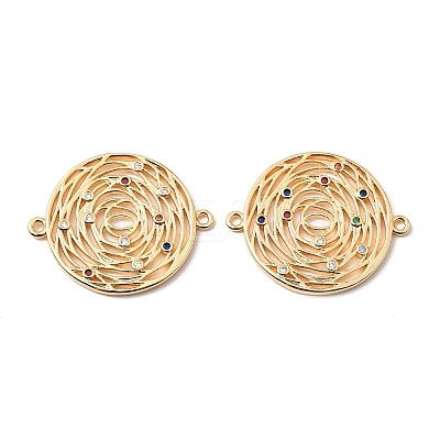 Brass Micro Pave Colorful Cubic Zirconia Hollow Connector Charms KK-K351-58D-G-1